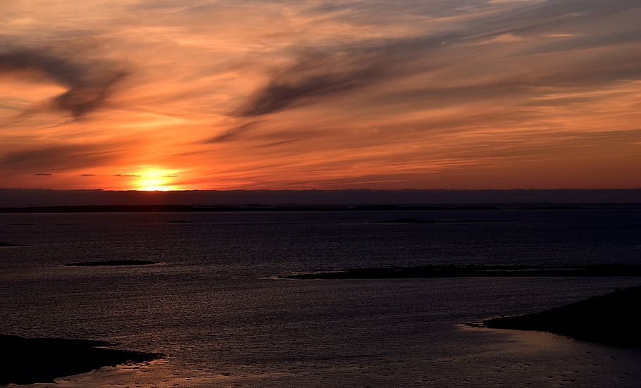 sunset, clouds, norway, abendstimmung, sky, evening sky, afterglow HD wallpaper