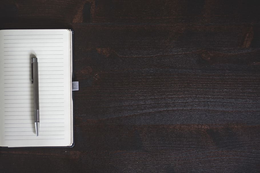 White Lined Paper With Click Pen, notebook, table, still life HD wallpaper