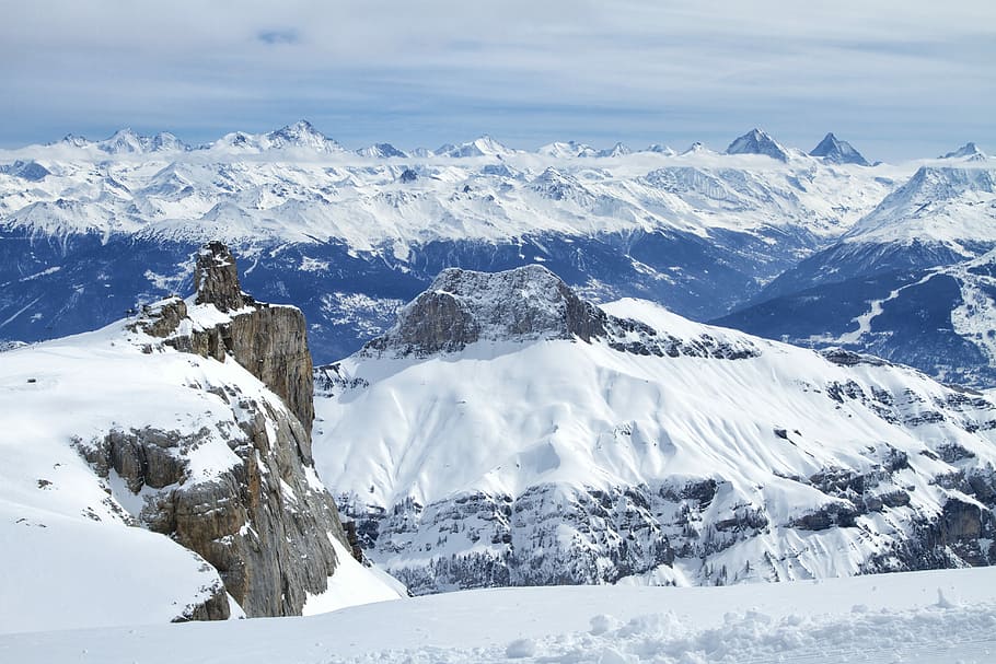 mountains covered with snow, landscape photo of mountain covered snow HD wallpaper