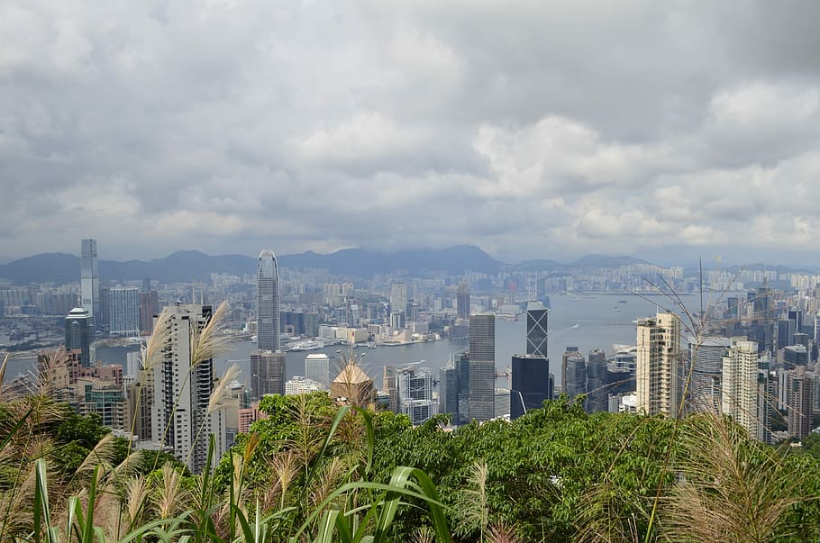 Hong Kong, Peak, View, Skyline, Victoria, harbour, skyscraper, HD wallpaper