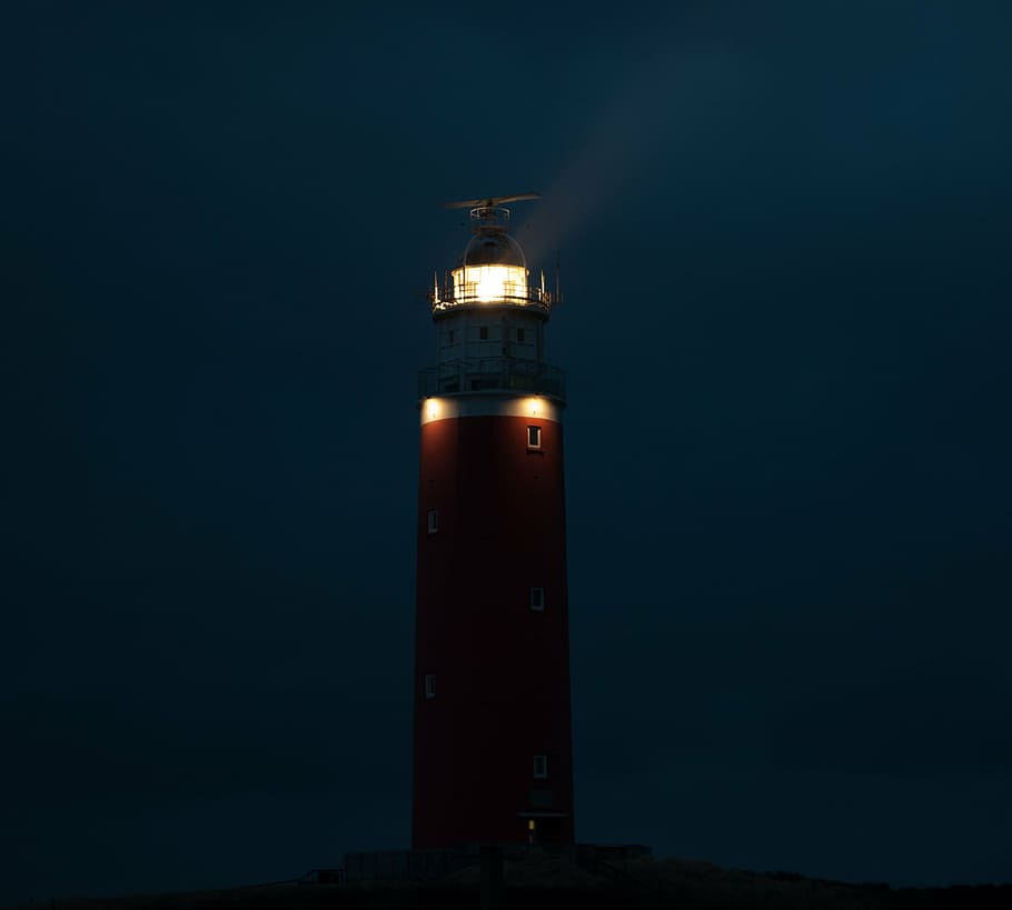 lighthouse, night, tower, mood, romantic, evening, harbour entrance HD wallpaper