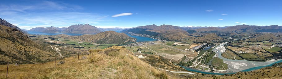 landscape photography of mountains, queenstown, lake wakatipu