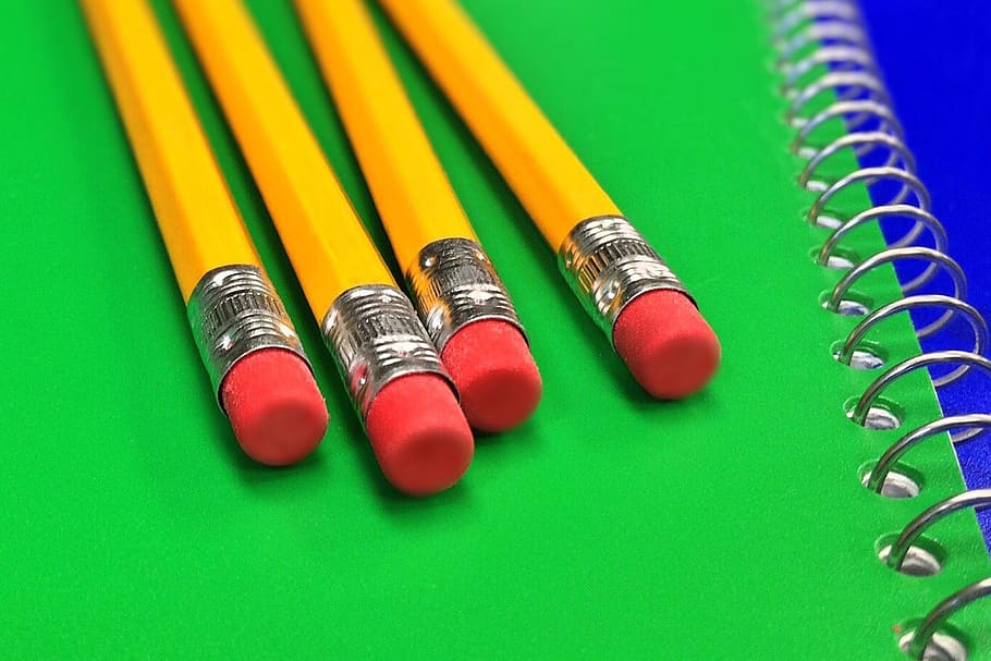 School pencils on desk, various, education, learning, student HD wallpaper