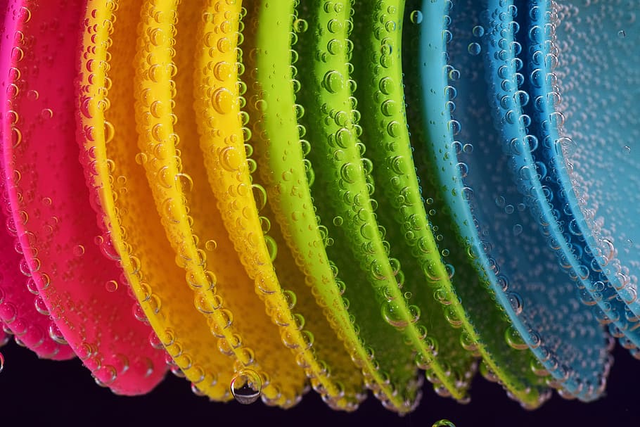 selective focus of assorted-color case, Plastic, Spoon, plastic spoon HD wallpaper