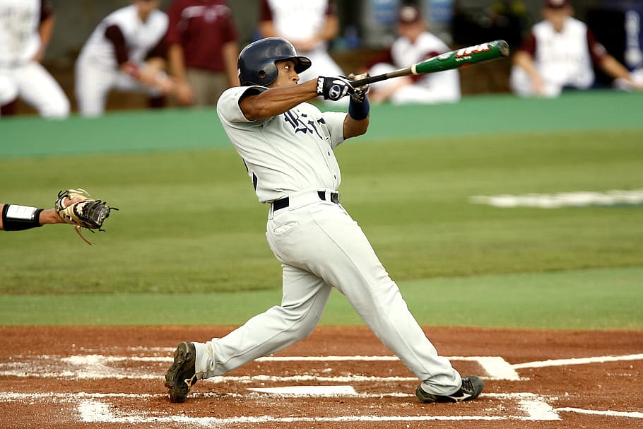 baseball player, batter, swinging, strike, home plate, hitter HD wallpaper