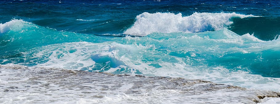 wave, smashing, foam, spray, sea, nature, wind, power, splash HD wallpaper