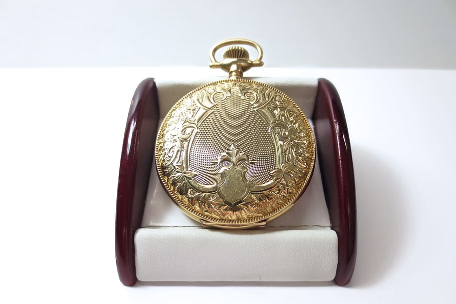 pocket, watch, antique, fine, gold, golden, time, clock, vintage, HD wallpaper