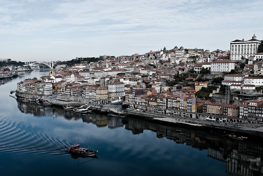 Porto, aerial photograph of a city, portugal, boats, cityscape, HD wallpaper