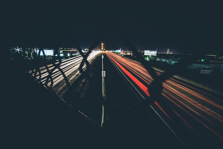 photo of high speed car lights during night time, traffic, transportation HD wallpaper