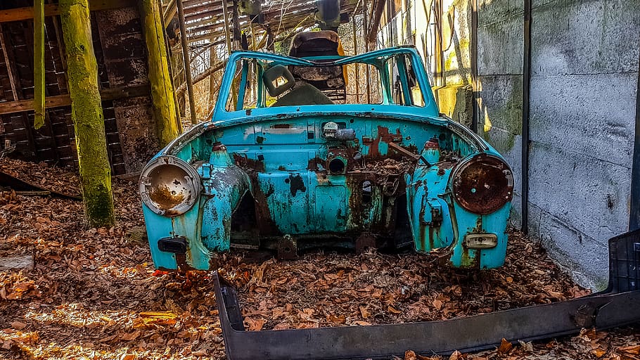 rusty, old, steel, auto, abandoned, scrap, turned off, car wreck HD wallpaper