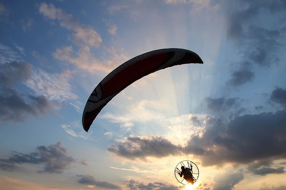 person paragliding, Motor Glider, Paraglider, Air Sports, leisure, HD wallpaper