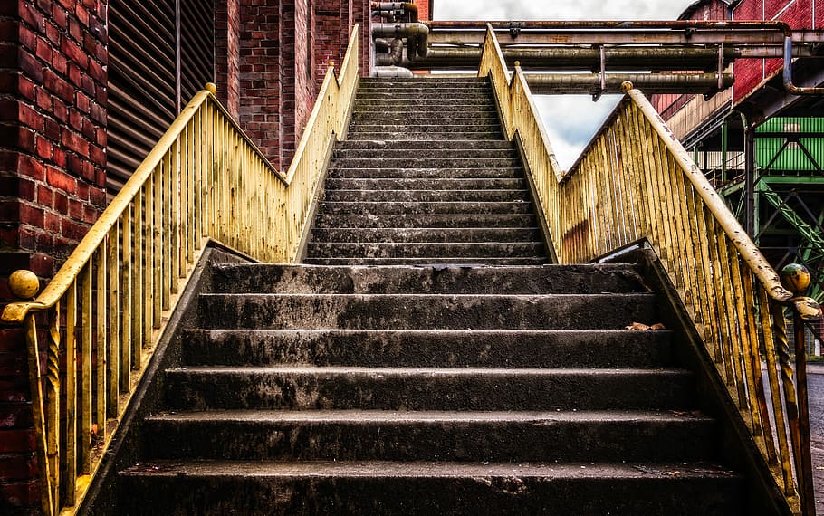 empty stair on building, stairs, upward, gradually, rise, staircase, HD wallpaper