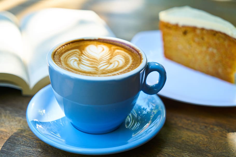 blue ceramic coffee cup with saucer, Caffeine, Photo, Beverage, HD wallpaper