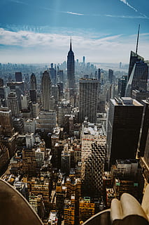 aerial view photo of urban area, view of city from top of a building in the day HD wallpaper