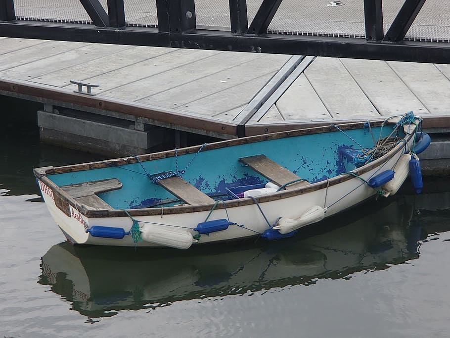 boat, dungarvan, harbour, row, blue, dock, water, vessel, marine HD wallpaper