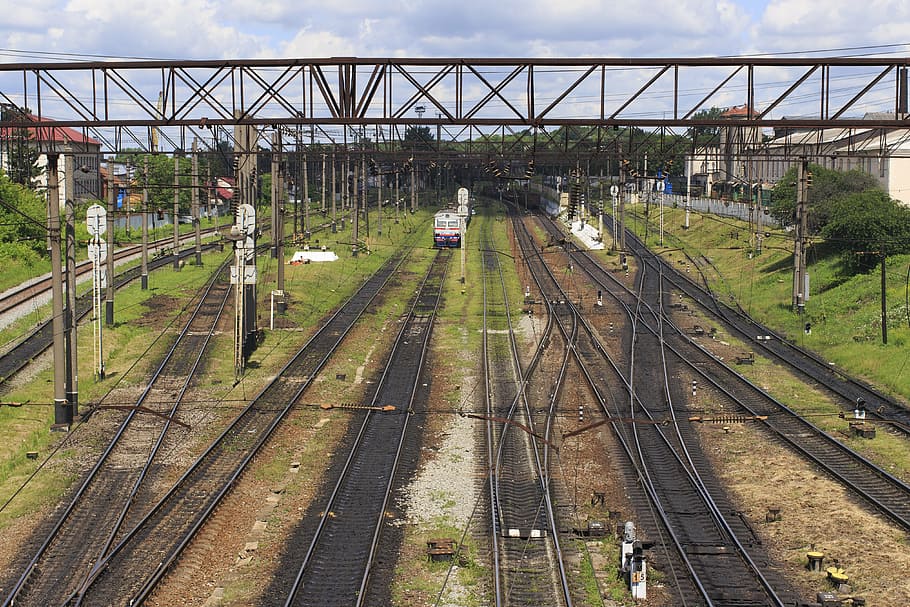 rails, railway, trains, the way, node, interchange, road, elektrichka, HD wallpaper