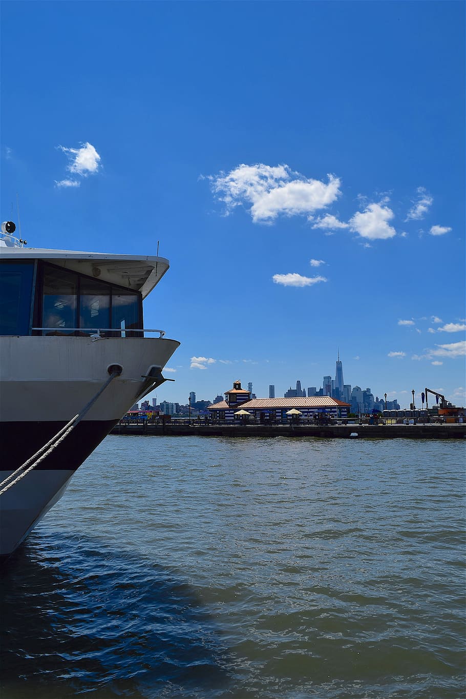 ship, cruise, harbor, nyc, cruise ship, river, hudson, manhattan HD wallpaper