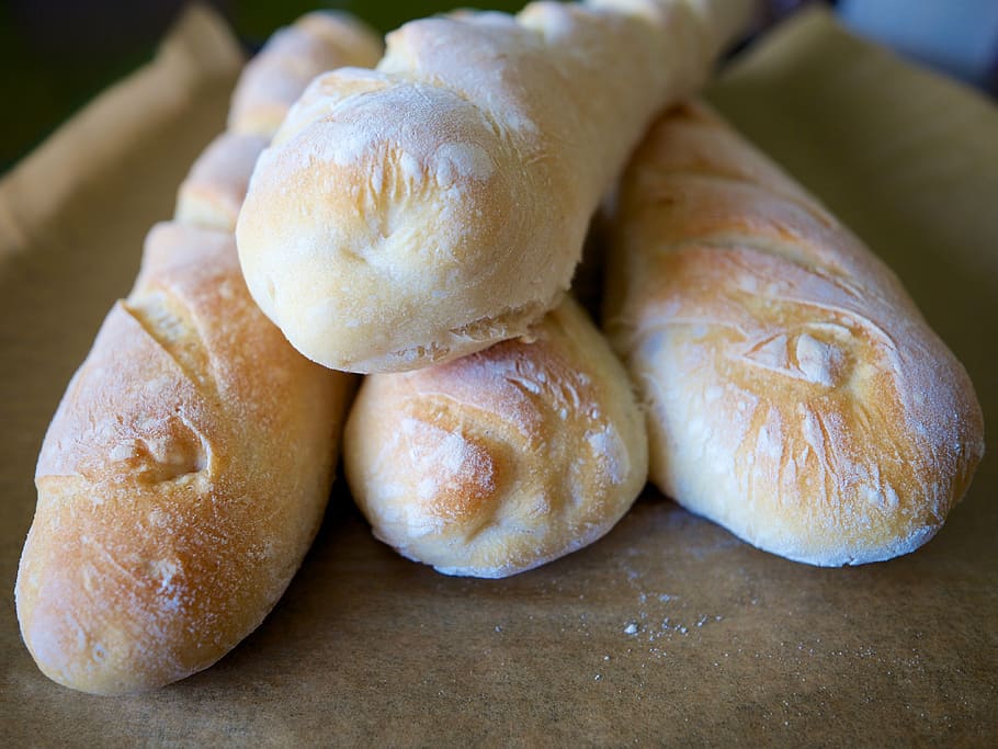bread, baguette, eat, food, baked goods, delicious, white bread HD wallpaper