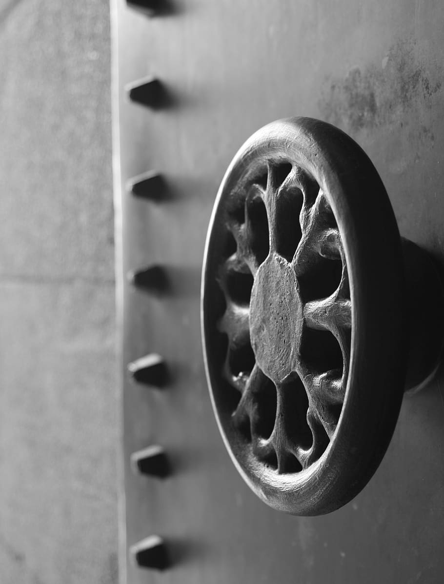 black white, handle, door, shape, close-up, no people, pattern HD wallpaper