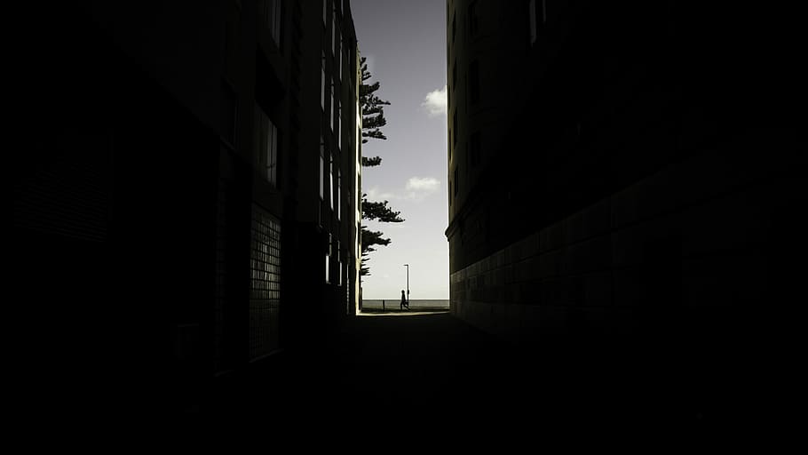 untitled, building, window, architecture, shadow, walking, alleyway HD wallpaper