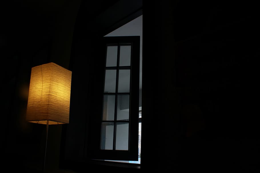 Cafe, Window, Lamp, dark, illuminated, night, no people, spooky HD wallpaper