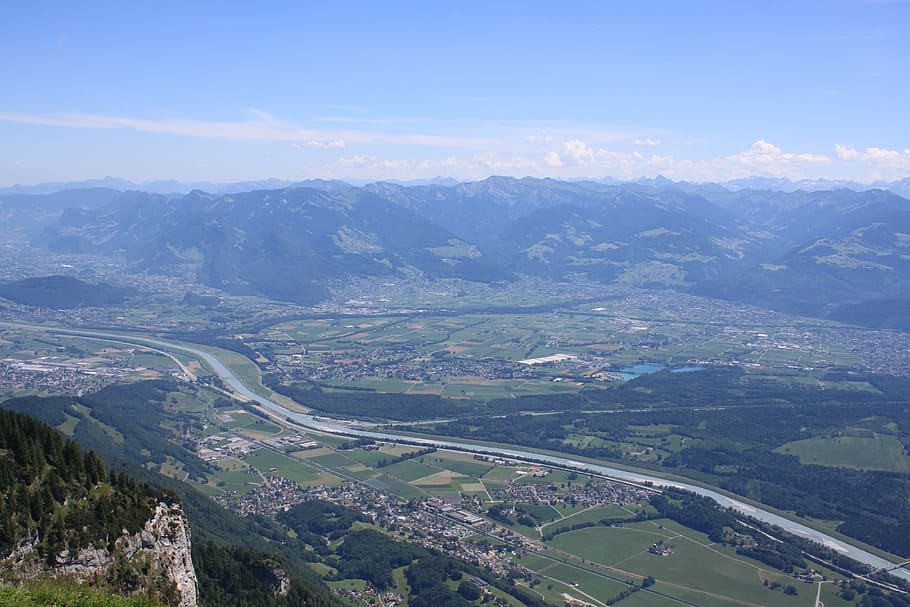 mountains, panorama, landscape, alpine, foothills of the alps