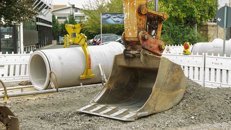 excavators, backhoe bucket, site, construction machine, blade HD wallpaper