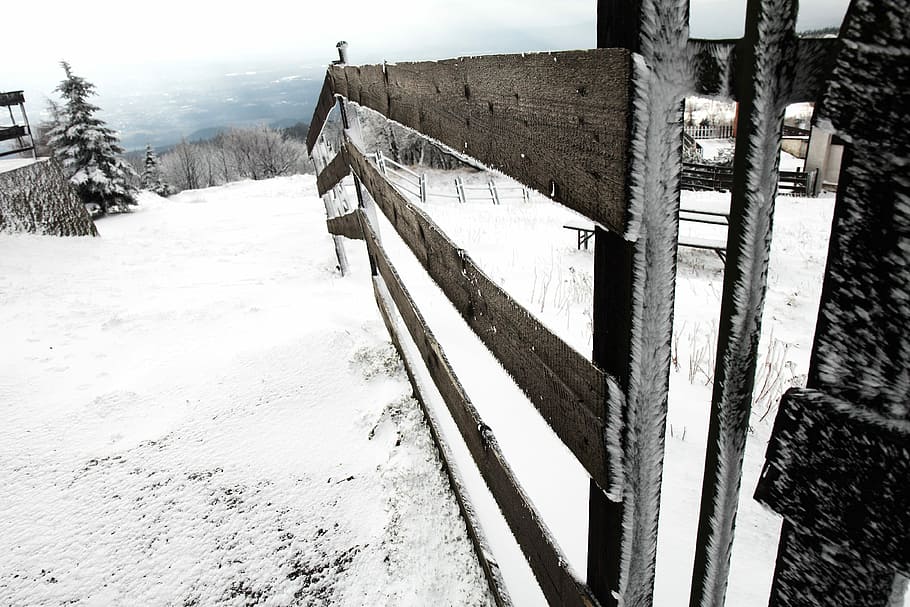 Fence, Hill, Mount, Mountain, Winter, snow, wooden, cold temperature HD wallpaper
