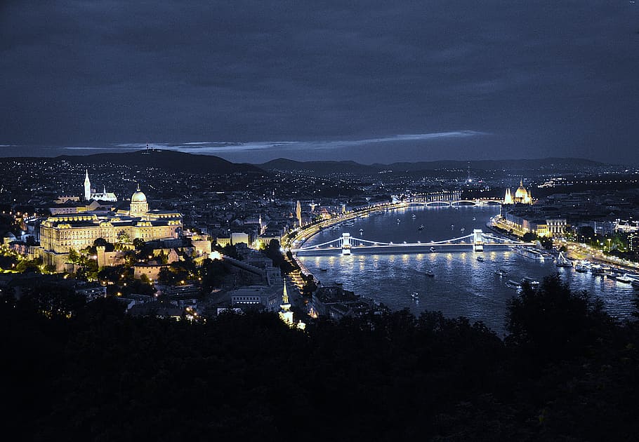 aerial view of Ortakoy Mosque and Bosporus Bridge, Turkey, Budapest HD wallpaper