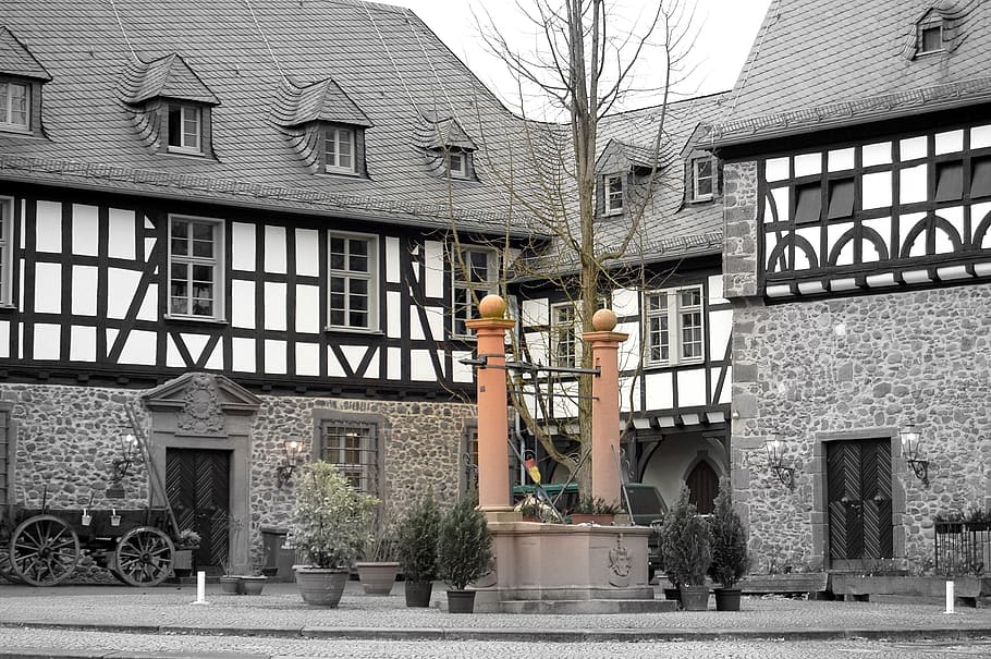 hof, courtyard, monastery, wall, masonry, restaurant, castle HD wallpaper