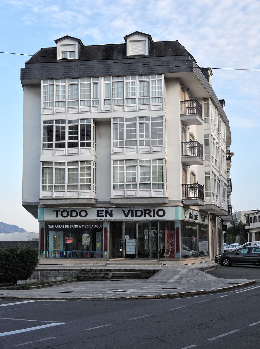 building, architecture, corner, city, street, galicia, spain HD wallpaper