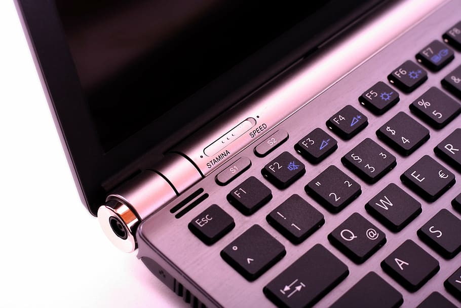 pink and black laptop computer, notebook, keyboard, keys, computer keyboard HD wallpaper