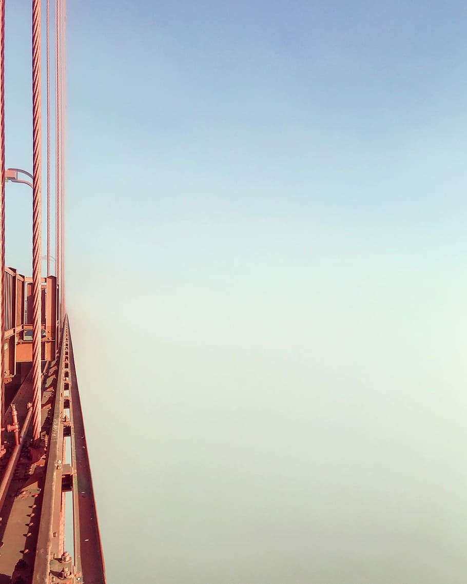brown concrete tower, bridge, red, iron, metal, cloud, sky HD wallpaper