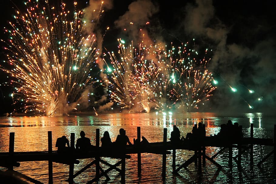 festival, light, fire, fireworks, 14 july, night, flicker, colorful HD wallpaper