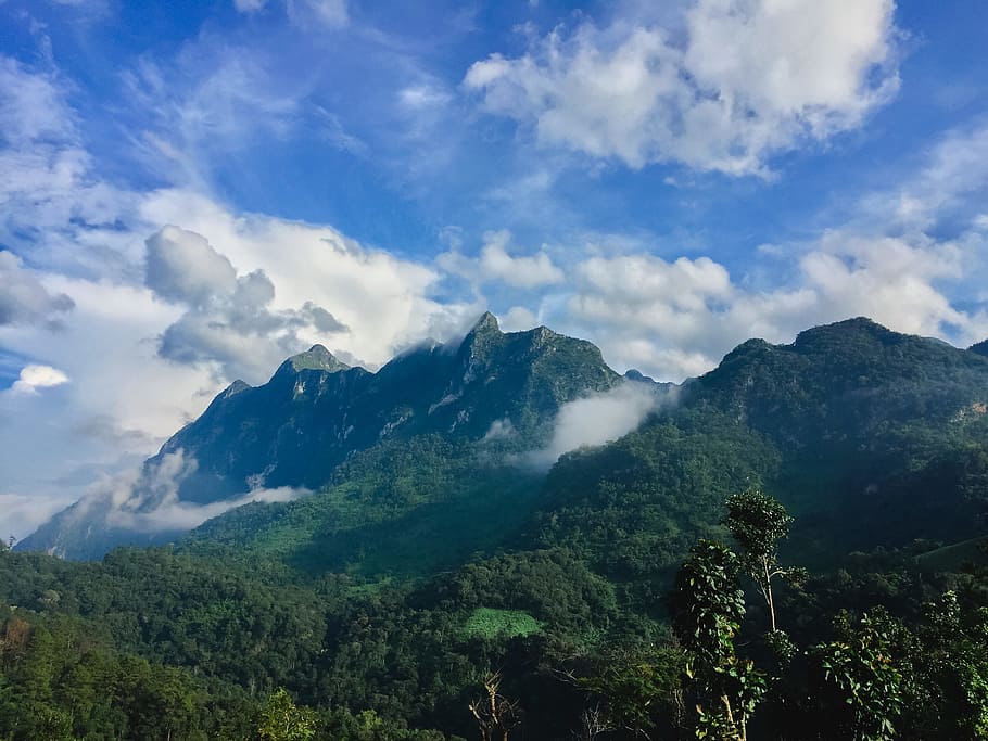 landscape, mountains, nature, sky, clouds, day, daylight, forest HD wallpaper