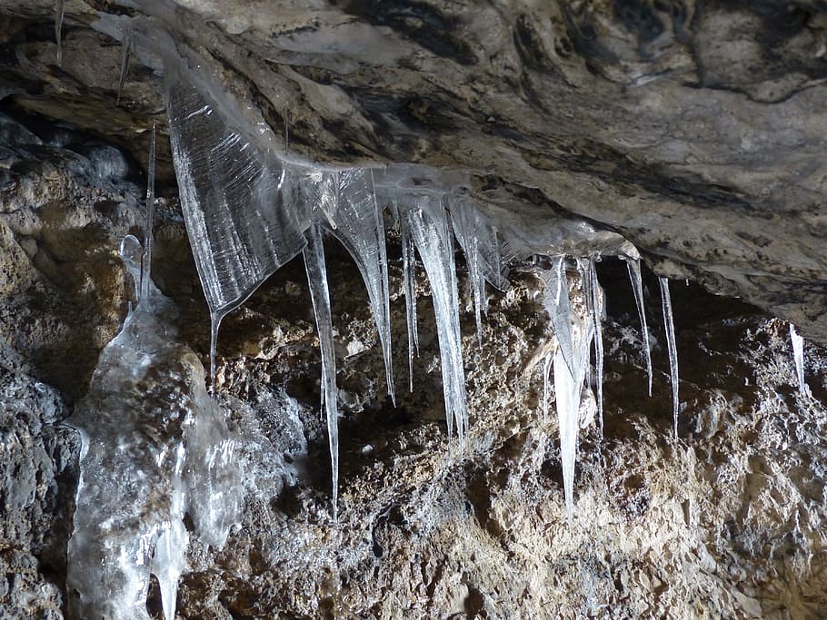 icicle, ice, icy, cold, frozen, bird stove cave, niederstotzingen, HD wallpaper