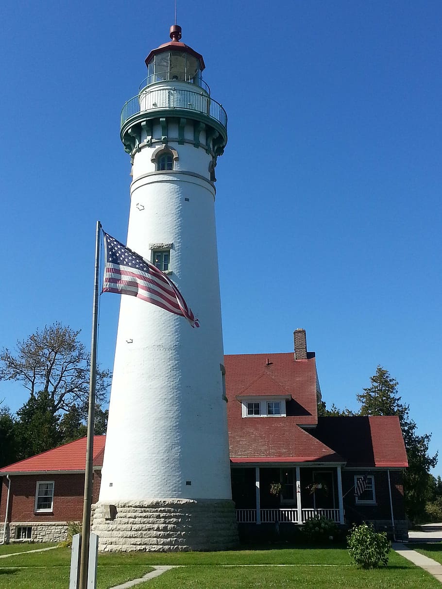 lighthouse, lakes, wisconsin, architecture, building exterior HD wallpaper