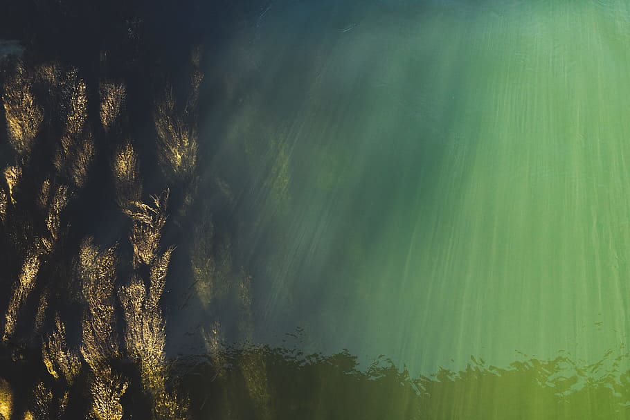 green and brown abstract illustration, untitled, Deep, Glow, water HD wallpaper