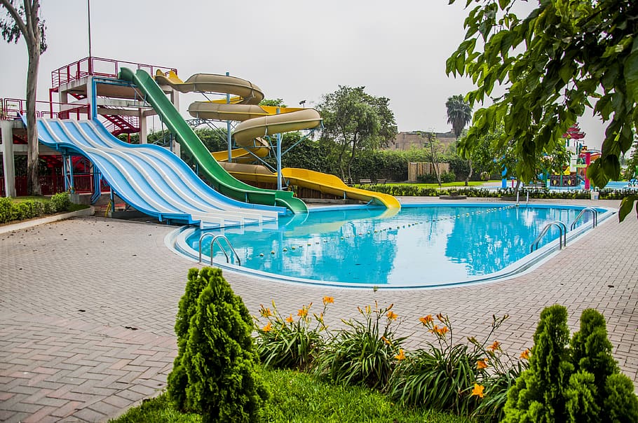 park, fun, kids, summer, water, recreation, waterpark, swimming, HD wallpaper