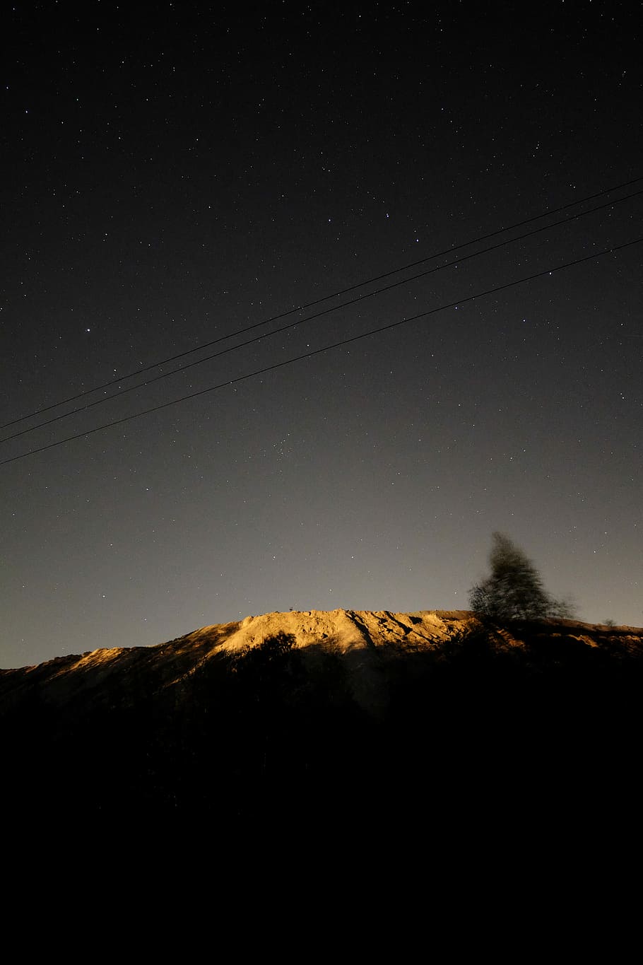 snow-covered mountains during sunset, sky, star, night, wire HD wallpaper