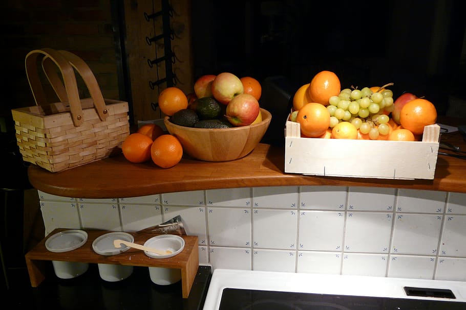 fruit, kitchen, tile, food and drink, healthy eating, wellbeing HD wallpaper