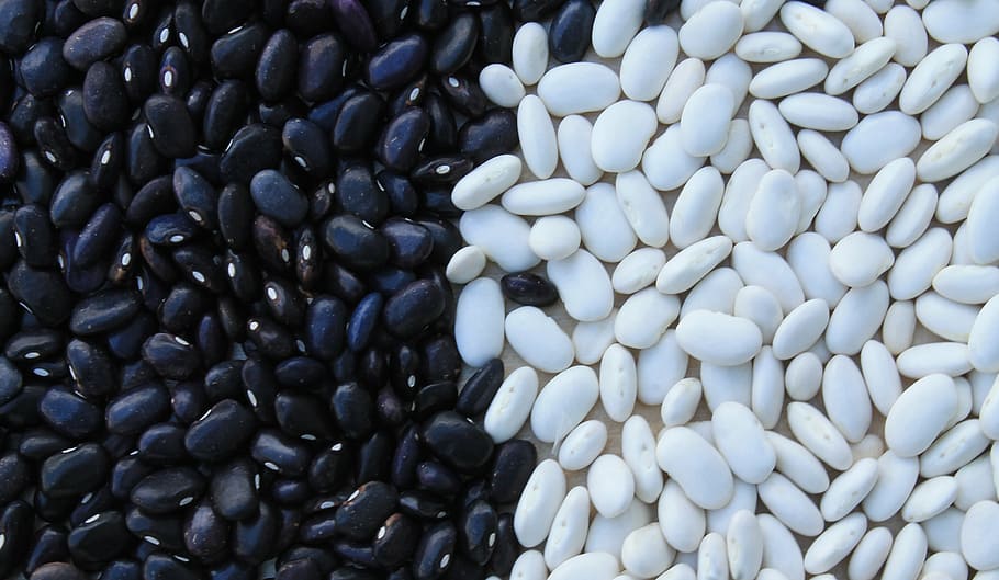 white and black beans, background, food, organic, natural, kitchen HD wallpaper