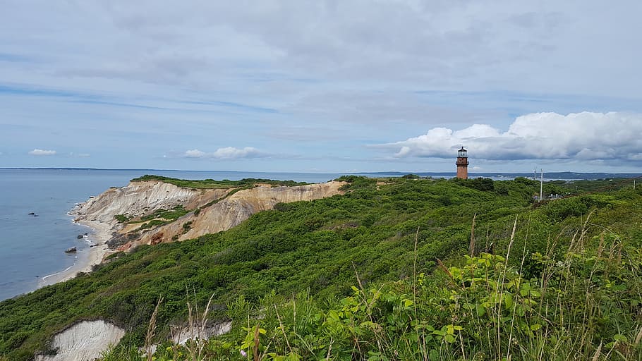 Lighthouse, Martha'S Vineyard, Ocean, gay head light, sea, nature, HD wallpaper