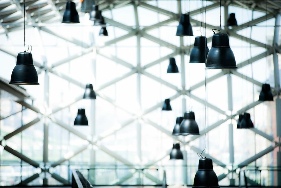lamp, light, building, bell, hanging, focus on foreground, indoors HD wallpaper