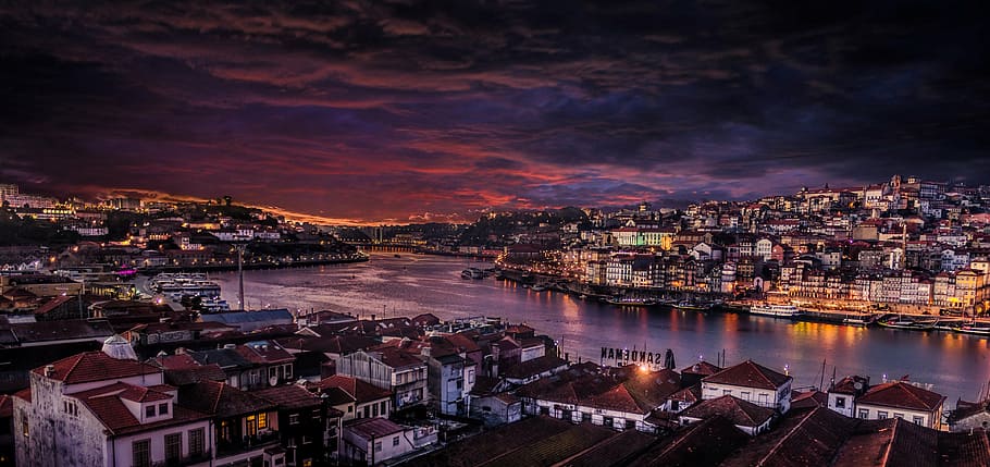 high angle photography of villages near body of water, porto, HD wallpaper
