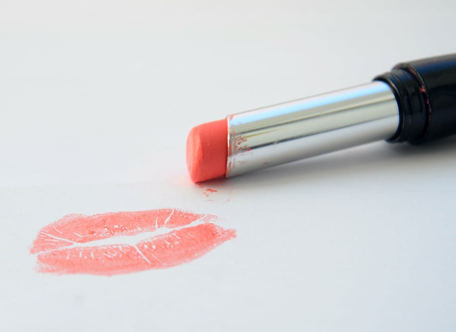 lipstick container on white surface, pomade, kiss, glamour, woman, HD wallpaper