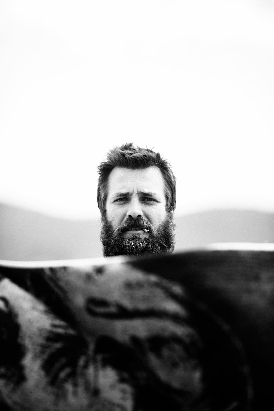 grayscale photography of man, men, beard, one Person, people HD wallpaper