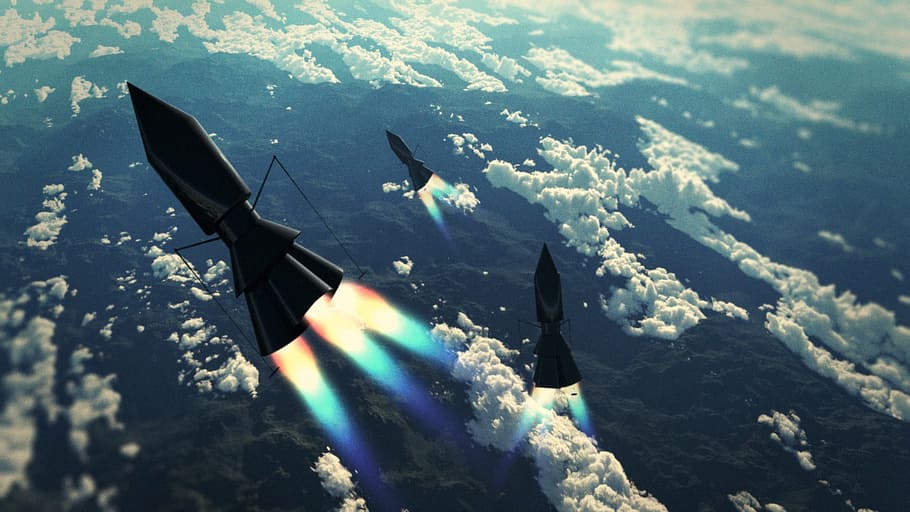ais, rocket, sci-fi, comic, kosmolot, fantastic, landscape HD wallpaper