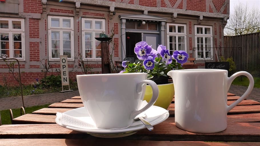 Coffee, Spring, Cafe, Drink, Cake, Relax, out, coffee break HD wallpaper