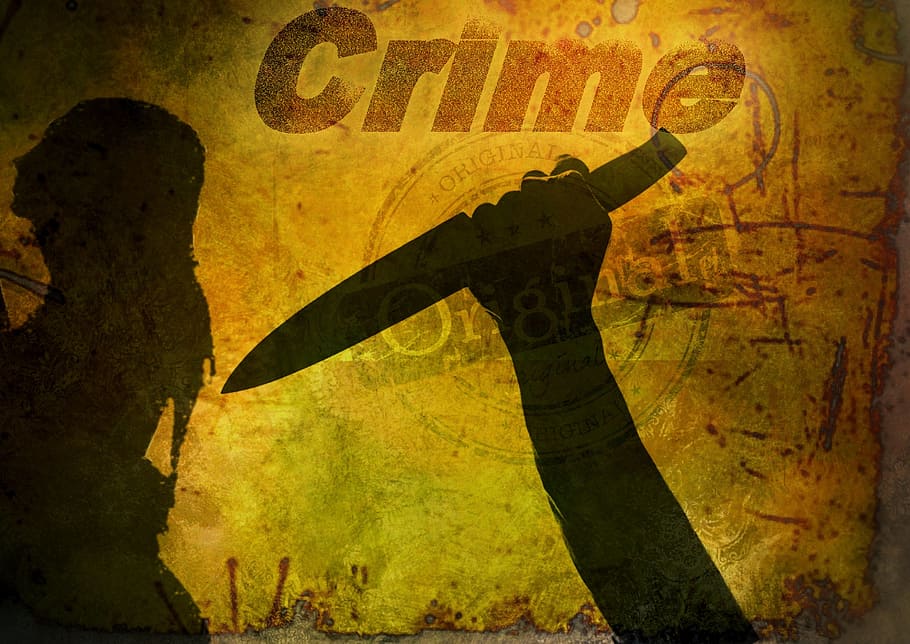 Crime wallpaper, book cover, knife, woman, crime scene, death